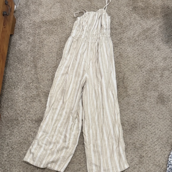 Striped Beige Jumpsuit - Picture 1 of 1